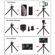 PULUZ  4 in 1 Vlogging Live Mini Octopus Bracket Kit + Studio Light + Microphone + Phone Clamp Kits(Black)