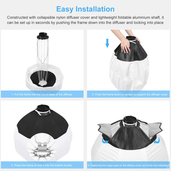 PULUZ 220V 120W Studio Video Light + 2.8m Light Holder + 65cm Foldable Lantern Softbox Photography Kit(UK Plug)