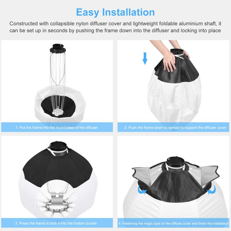 PULUZ 220V 120W Studio Video Light + 2.8m Light Holder + 65cm Foldable Lantern Softbox Photography Kit(US Plug)