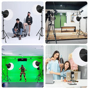 PULUZ 220V 120W Studio Video Light + 2.8m Light Holder + 65cm Foldable Lantern Softbox Photography Kit(US Plug)