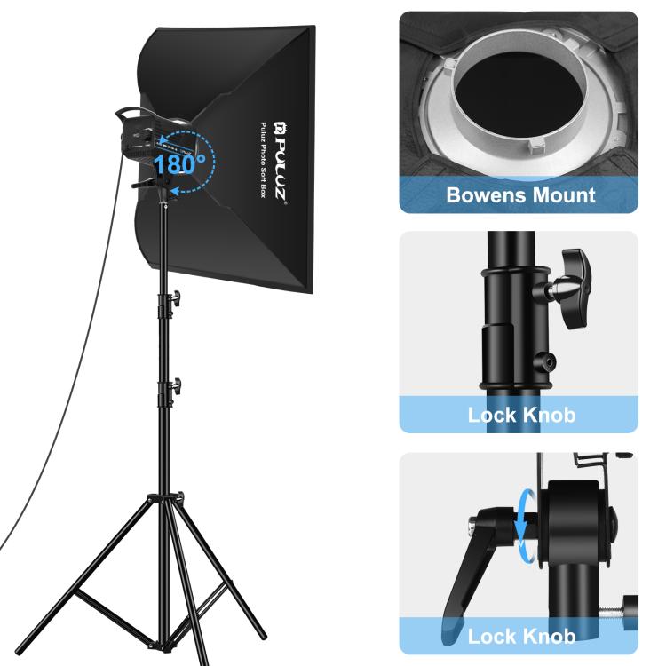 PULUZ 120W Photo Studio Strobe Flash Light Kit with Softbox Reflector & Tripod(EU Plug)