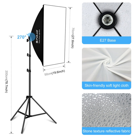 PULUZ LED Light Studio Softbox Photography Kit with Background & Reflective & Tripod Mount & Sandbags (US Plug)