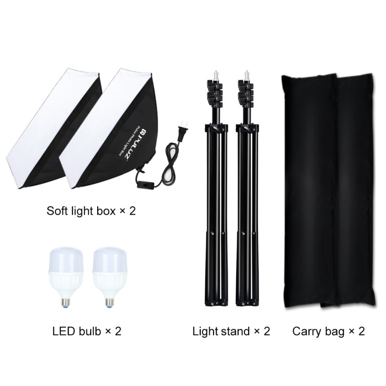 PULUZ Softbox Lighting Kit 2 PCS 50x70cm Professional Photo Studio Photography Light Equipment with 2 x E27 Socket Bulb Photography Lighting Kit(US Plug)
