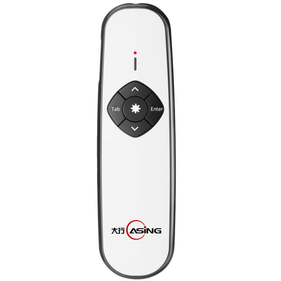 ASiNG A800 USB Charging 2.4GHz Wireless Presenter PowerPoint Clicker Representation Remote Control Pointer, Control Distance: 100m(White)