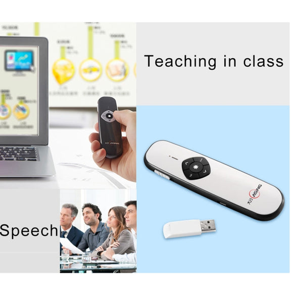 ASiNG A800 USB Charging 2.4GHz Wireless Presenter PowerPoint Clicker Representation Remote Control Pointer, Control Distance: 100m(White)