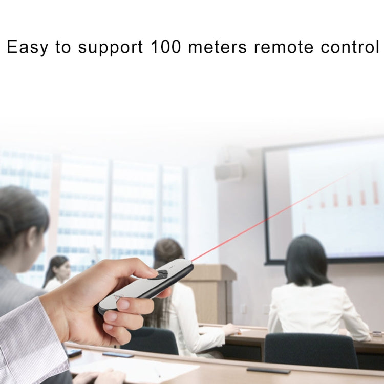 ASiNG A800 USB Charging 2.4GHz Wireless Presenter PowerPoint Clicker Representation Remote Control Pointer, Control Distance: 100m(White)