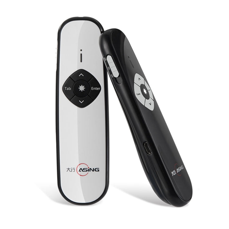 ASiNG A800 USB Charging 2.4GHz Wireless Presenter PowerPoint Clicker Representation Remote Control Pointer, Control Distance: 100m(White)