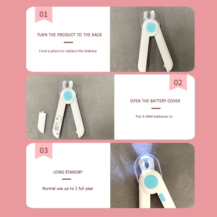 Pet Cat and Dog LED Light Nail Clippers (Pink)