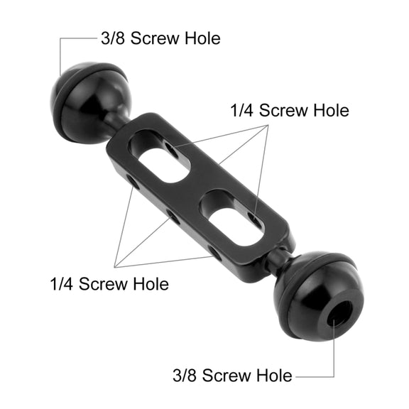 PULUZ 5.1 inch 13cm Aluminum Alloy Dual Balls Arm, Ball Diameter: 25mm(Black)