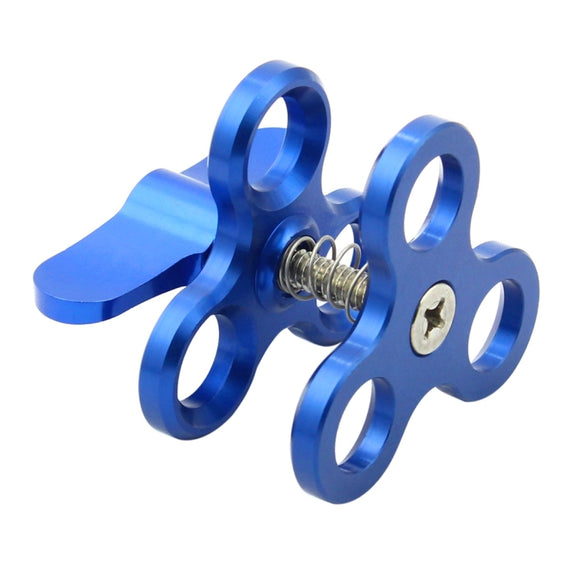 PULUZ Triple Ball Clamp Close Hole Diving Camera Bracket CNC Aluminum Spring Flashlight Clamp for Diving Underwater Photography System(Blue)