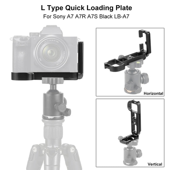 PULUZ 1/4 inch Vertical Shoot Quick Release L Plate Bracket Base Holder for Sony A7R / A7 / A7S(Black)