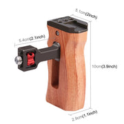 PULUZ 3/8 inch Screw Universal Camera Wooden Side Handle with Cold Shoe Mount for Camera Cage Stabilizer(Bronze)