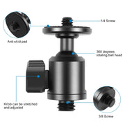 PULUZ 3/8 inch Outer Screw Metal Tripod Ball Head Adapter with Knob Lock(Black)