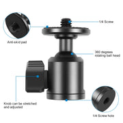 PULUZ 1/4 inch Inner Screw Metal Tripod Ball Head Adapter with Knob Lock(Black)