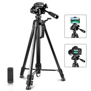 PULUZ Aluminum Selfie Live Tripod Mount with Three-dimensional Head & Phone Clamp(Black)