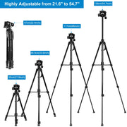 PULUZ Aluminum Selfie Live Tripod Mount with Three-dimensional Head & Phone Clamp(Black)