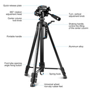 PULUZ Aluminum Selfie Live Tripod Mount with Three-dimensional Head & Phone Clamp(Black)
