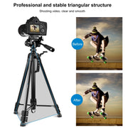 PULUZ Aluminum Selfie Live Tripod Mount with Three-dimensional Head & Phone Clamp(Black)