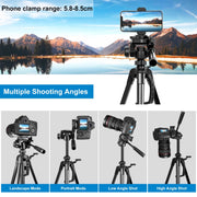 PULUZ Aluminum Selfie Live Tripod Mount with Three-dimensional Head & Phone Clamp(Black)