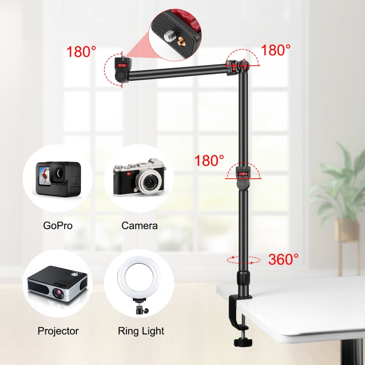 PULUZ Overhead Camera Mount C-Clamp Desk Stand Live Holder(Black)