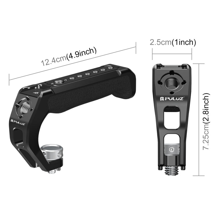 PULUZ Arri Metal Silicone Top Handle with Cold Shoe Mount for Mirrorless Camera Cage Stabilizer (Black)
