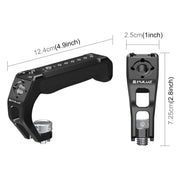 PULUZ Arri Metal Silicone Top Handle with Cold Shoe Mount for Mirrorless Camera Cage Stabilizer (Black)