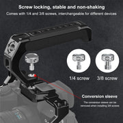 PULUZ Arri Metal Silicone Top Handle with Cold Shoe Mount for Mirrorless Camera Cage Stabilizer (Black)