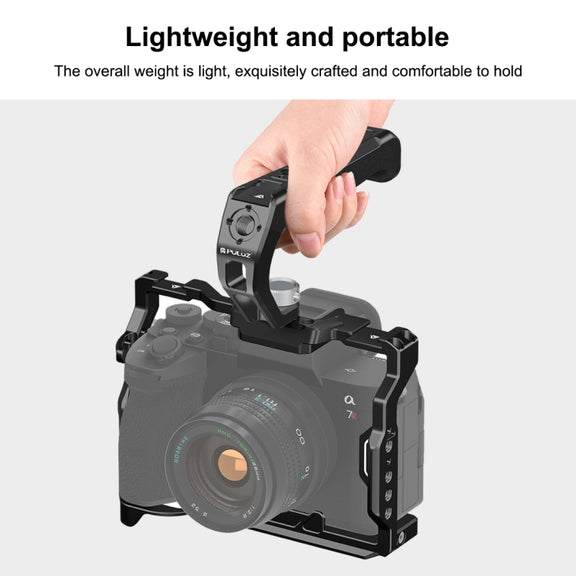 PULUZ Arri Metal Silicone Top Handle with Cold Shoe Mount for Mirrorless Camera Cage Stabilizer (Black)