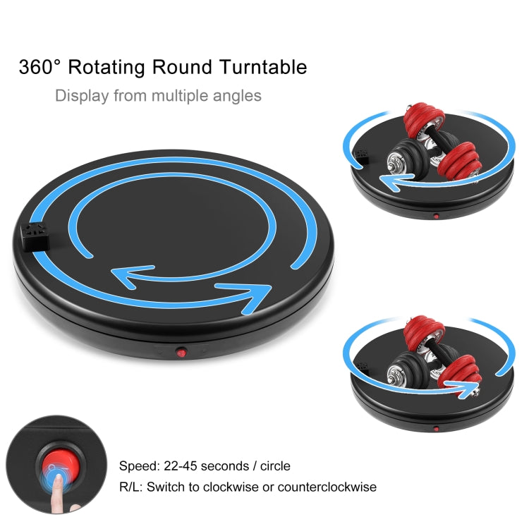 PULUZ 45cm Remote Control Adjusting Speed Rotating Turntable Display Stand with Power Socket, Black, Load 100kg(AU Plug)