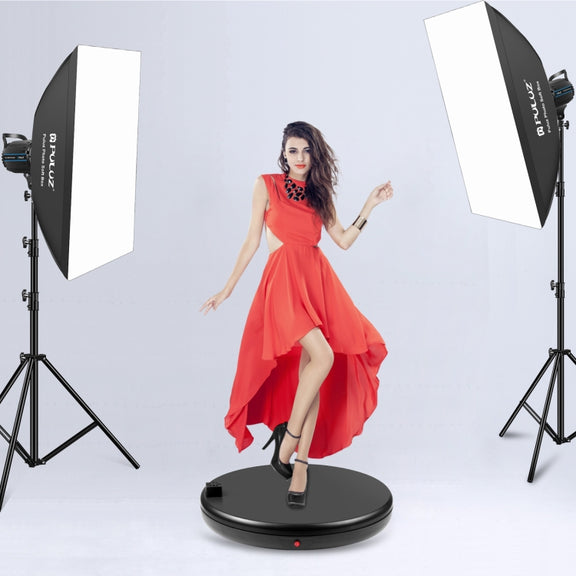 PULUZ 45cm Remote Control Adjusting Speed Rotating Turntable Display Stand with Power Socket, Black, Load 100kg(AU Plug)
