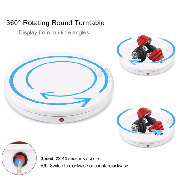 PULUZ 45cm Remote Control Adjusting Speed Rotating Turntable Display Stand with Power Socket, White, Load 100kg(EU Plug)