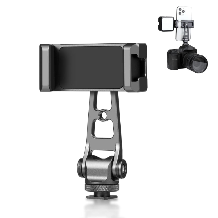 PULUZ Z-axis 360 Rotation Cold Shoes Aluminum Alloy Phone Clamp Holder Bracket (Black)