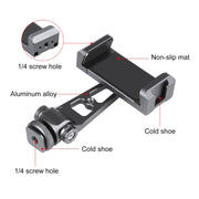 PULUZ Z-axis 360 Rotation Cold Shoes Aluminum Alloy Phone Clamp Holder Bracket (Black)