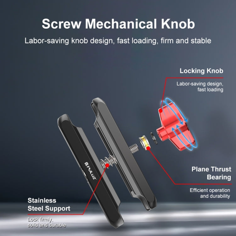 PULUZ Motorcycle Handlebar Crab Clamp CNC Metal Magic Arm Rod Mount