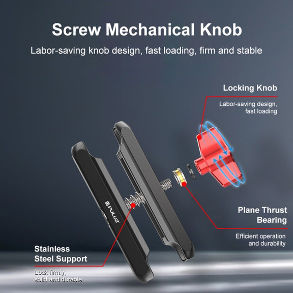 PULUZ Motorcycle Rearview Medium Clamp CNC Metal Magic Arm Rod Mount