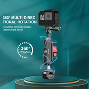 PULUZ Motorcycle Rearview Large Clamp CNC Metal Magic Arm Rod Mount