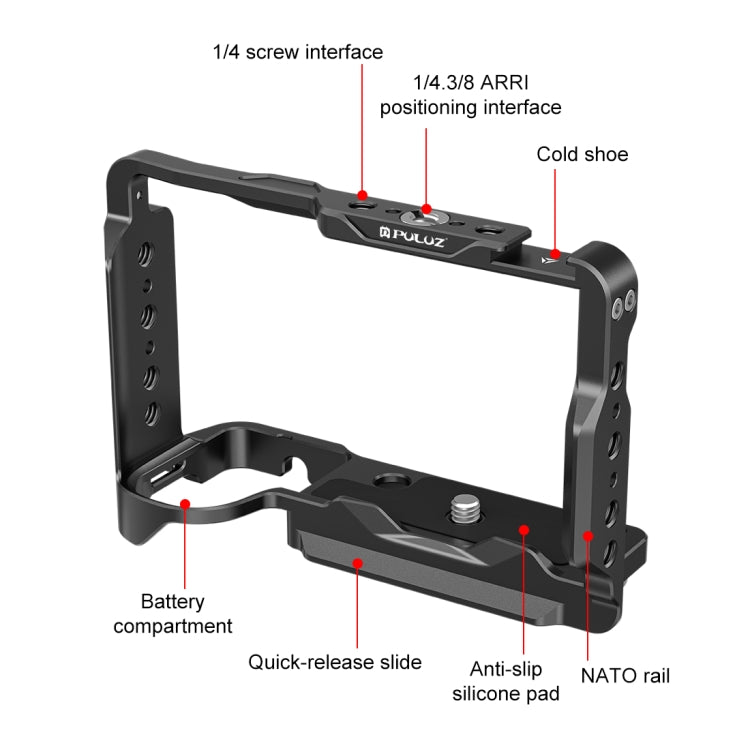 For Sony ZV-E10 II / ZV-E10M2 PULUZ Metal Camera Cage Stabilizer Rig (Black)