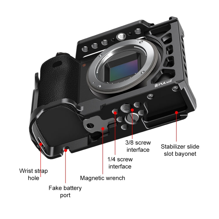 For Sony A6500 / A6400 / A6300 / A6000 PULUZ Metal Camera Cage Expansion Mount Stabilizer Rig (Black)