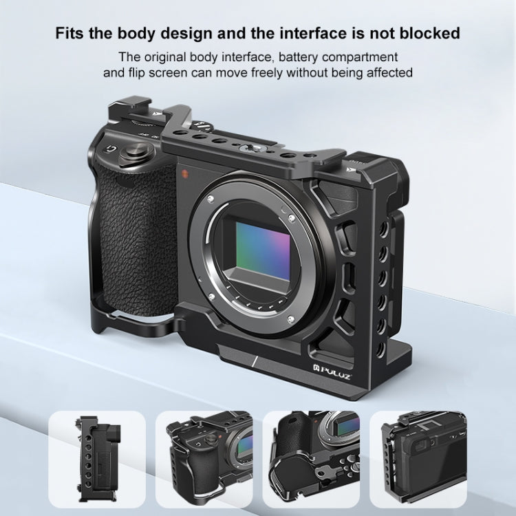 For Sony A6500 / A6400 / A6300 / A6000 PULUZ Metal Camera Cage Expansion Mount Stabilizer Rig (Black)