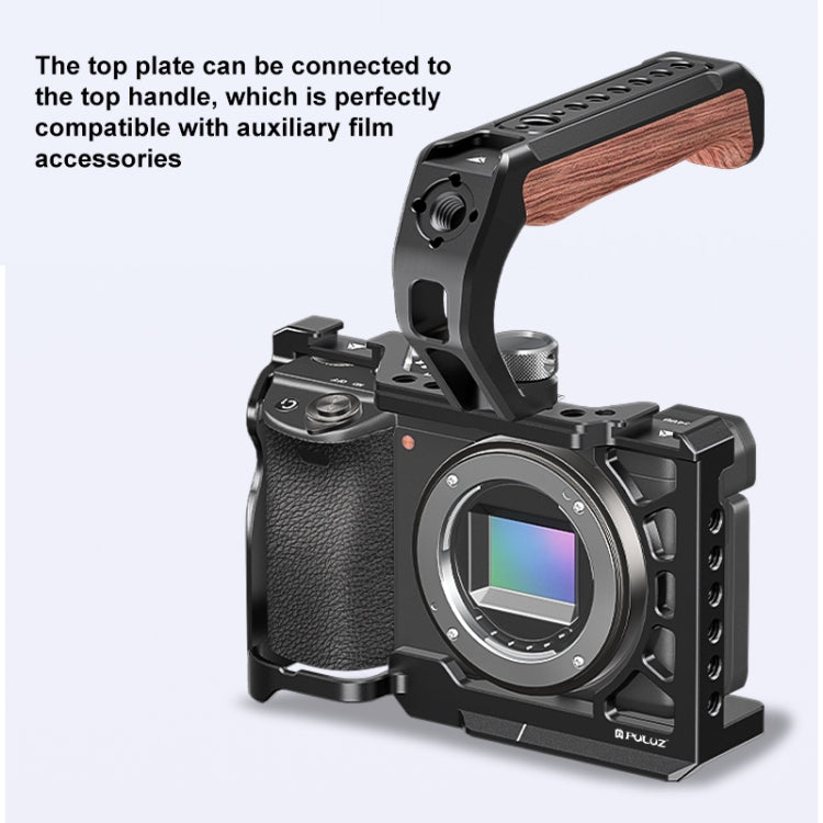 For Sony A6500 / A6400 / A6300 / A6000 PULUZ Metal Camera Cage Expansion Mount Stabilizer Rig (Black)