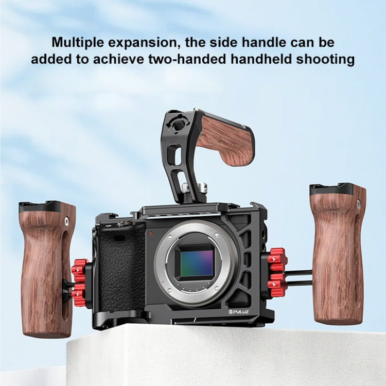For Sony A6500 / A6400 / A6300 / A6000 PULUZ Metal Camera Cage Expansion Mount Stabilizer Rig (Black)