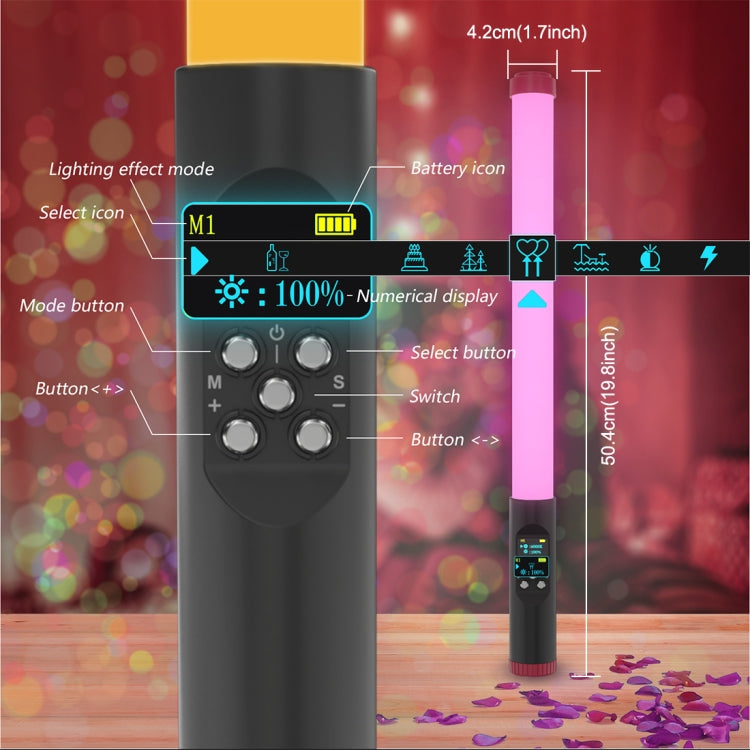 PULUZ RGB 114 LEDs Water-resistant Photography Handheld Light Stick with Remote Control(Red)