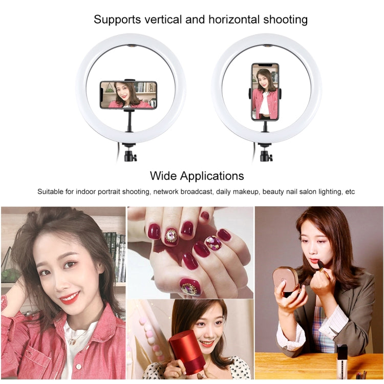 PULUZ 11.8 inch 30cm USB 3 Modes Dimmable Dual Color Temperature LED Curved Diffuse Light Ring Vlogging Selfie Photography Video Lights with Phone Clamp(Black)