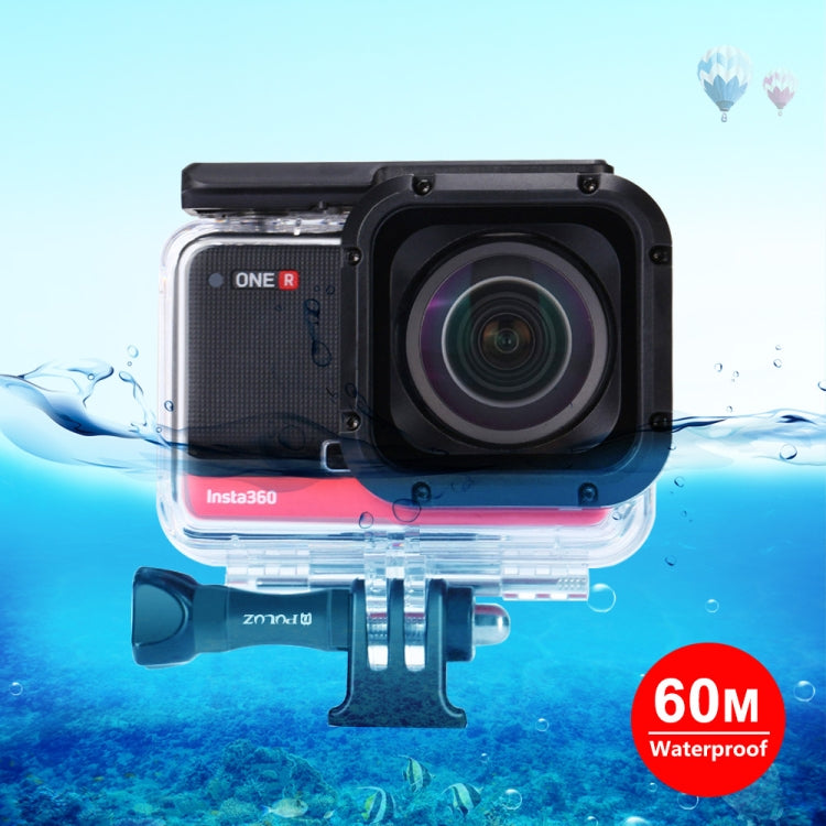 PULUZ 60m Underwater Depth Diving Case Water-resistant Camera Housing for Insta360 ONE R 4K Wide-angle Edition(Transparent)