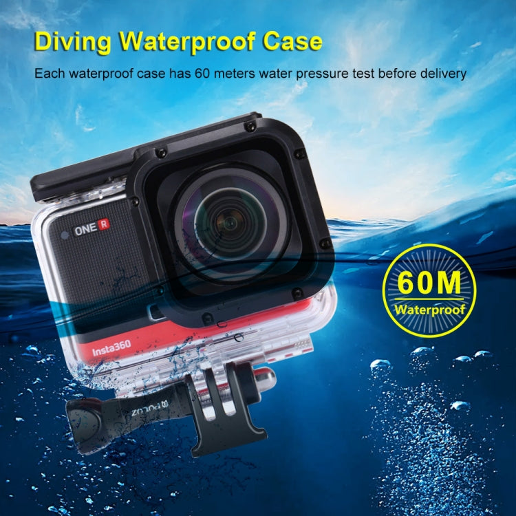 PULUZ 60m Underwater Depth Diving Case Water-resistant Camera Housing for Insta360 ONE R 4K Wide-angle Edition(Transparent)