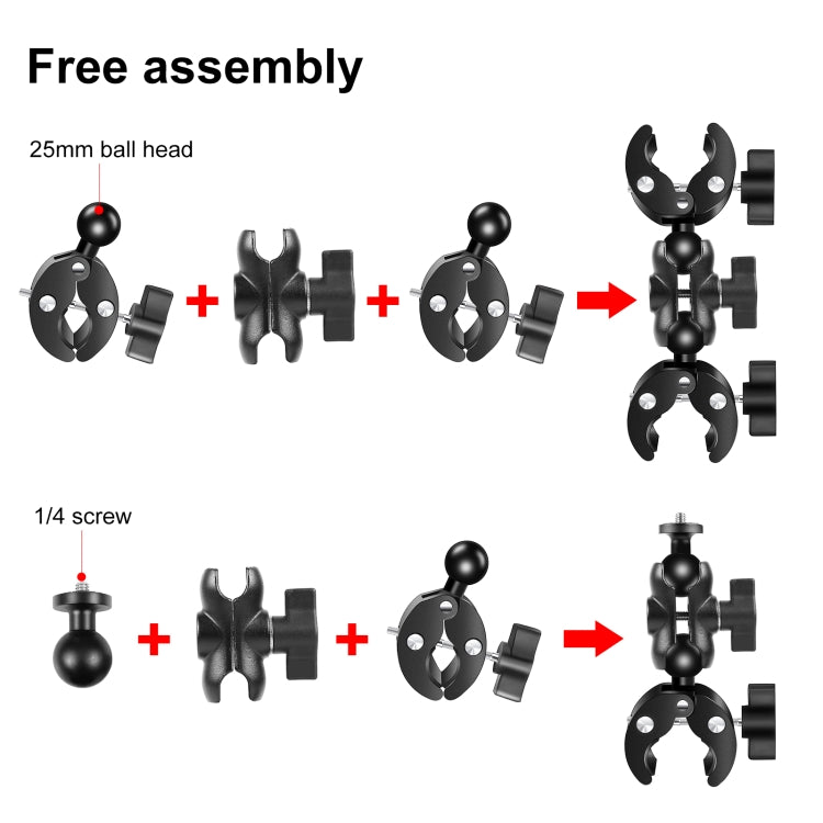PULUZ Cycling Quick Release Bracket with 150cm Selfie Stick Set, Double Dual-heads Crabs Clamps Handlebar Fixed Mount (Black)