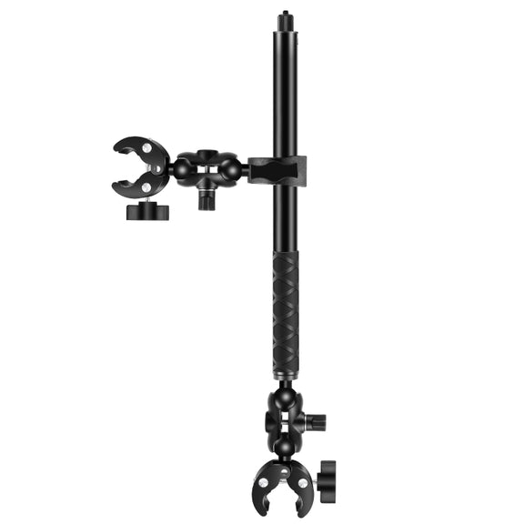 PULUZ Cycling Quick Release Bracket with 150cm Selfie Stick Set, Dual-heads Crab & Single Heads Clamps Handlebar Fixed Mount (Black)