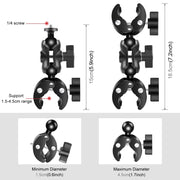 PULUZ Cycling Quick Release Bracket with 150cm Selfie Stick Set, Dual-heads Crab & Single Heads Clamps Handlebar Fixed Mount (Black)