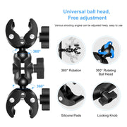 PULUZ Cycling Quick Release Bracket with 150cm Selfie Stick Set, Dual-heads Crab & Single Heads Clamps Handlebar Fixed Mount (Black)