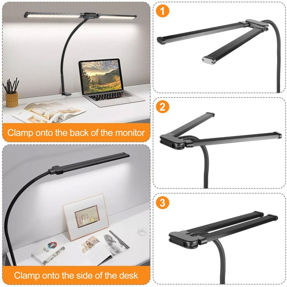 PULUZ Gooseneck Tube LED Fill Light Double Head Clip Desk Lamp (Black)